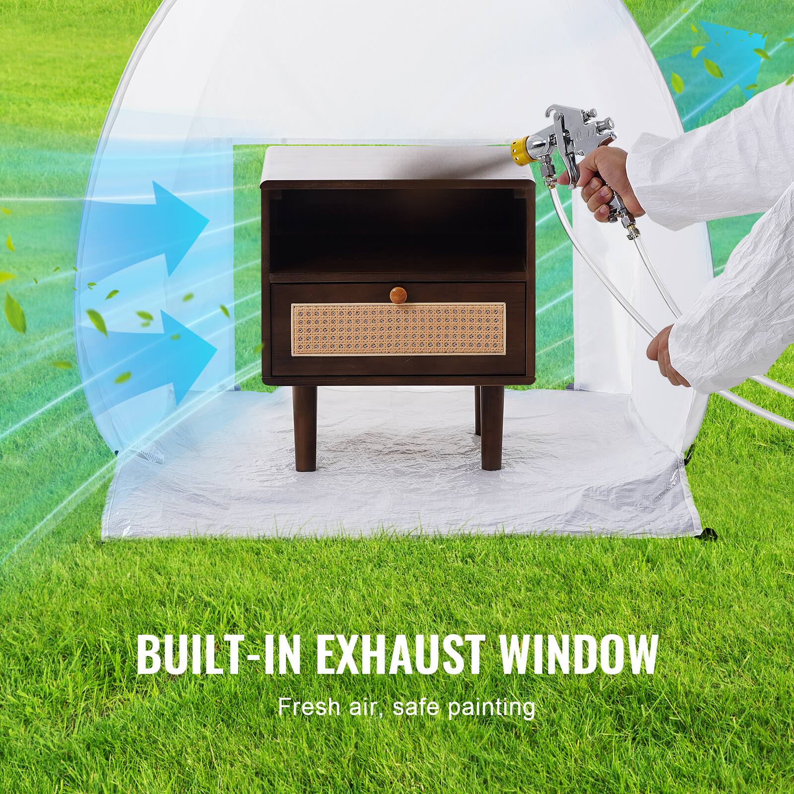 BUILT-IN EXHAUST WINDOW  
Fresh air, safe painting