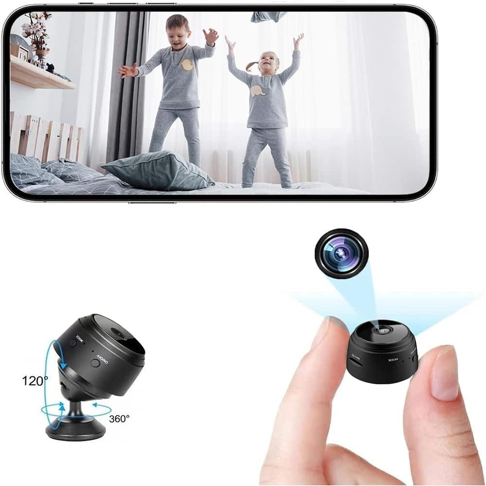 Hidden Spy Camera for Home Use, Mini Security Wireless WiFi Camera, HD 1080P Indoor/Outdoor Night Vision - Black