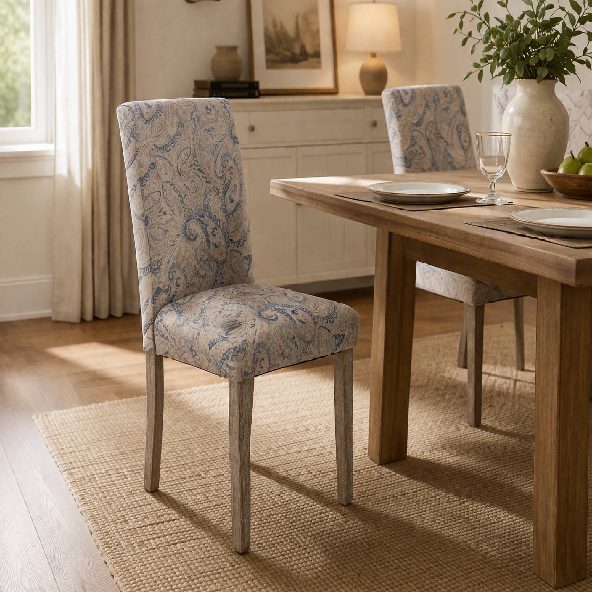 Angle. FERPIT - FERPIT Set of 4 Modern Upholstered Dining Room Chairs with Stylish Design, Paisley - Paisley.