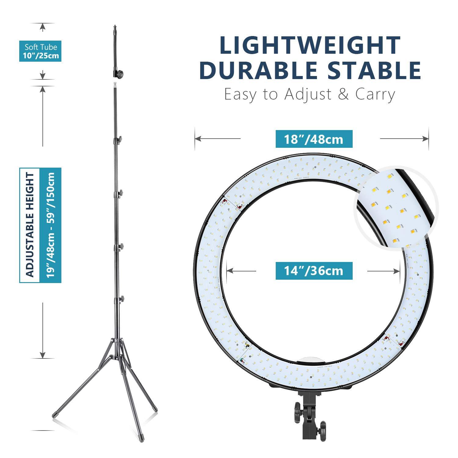 Soft Tube 10"/25cm  
LIGHTWEIGHT DURABLE STABLE  
Easy to Adjust & Carry  
HEIGHT ADJUSTABLE 59"/150cm  
18"/48cm  
14"/36cm