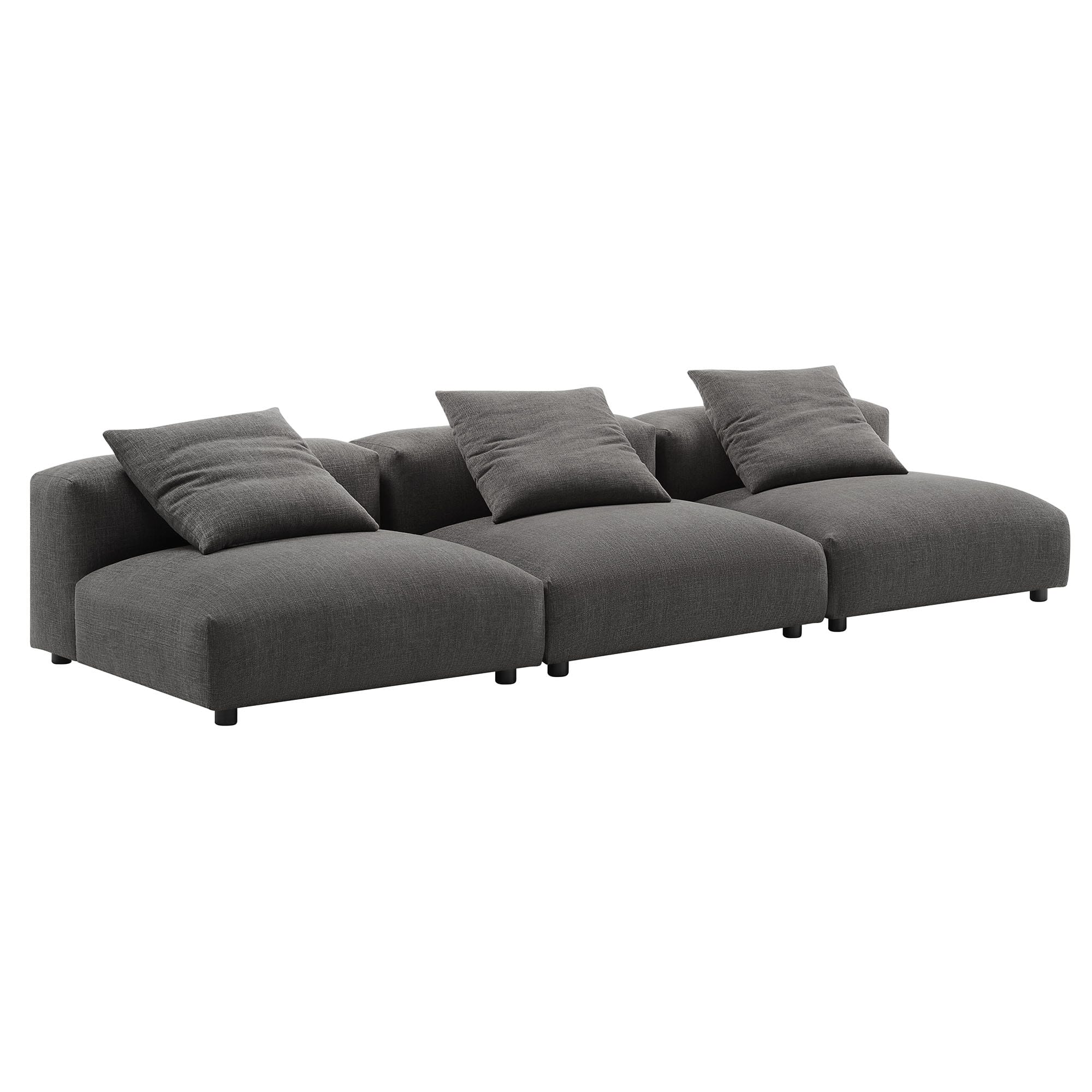 Solace 3-Piece Modular Upholstered Fabric Sofa by Modway - Gray