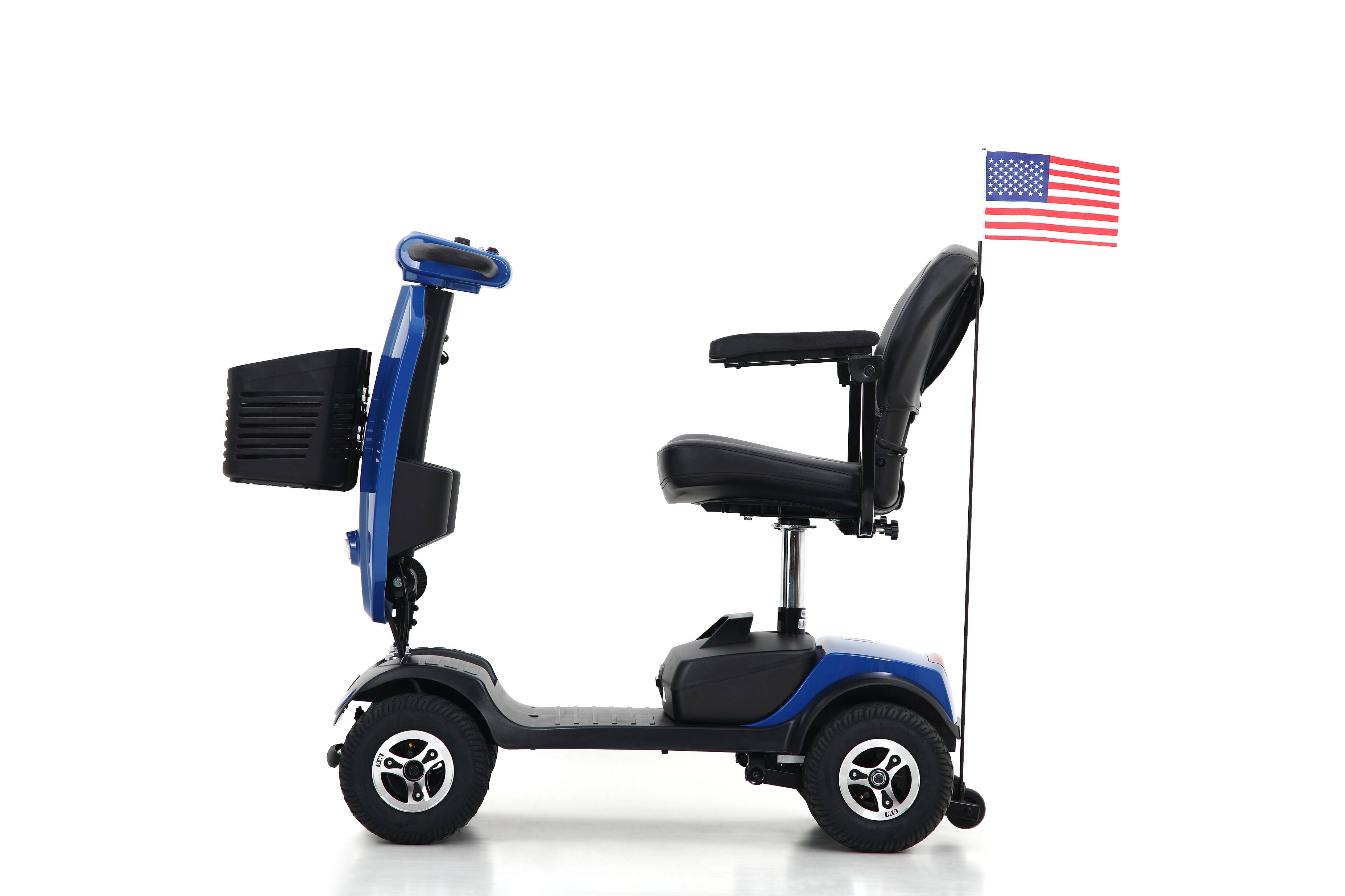Left. Loheer - Loheer Blue Mobility Scooter 4 Wheel Motorized Medical Scooter for Seniors Portable Travel Electric Vehicle - Blue.