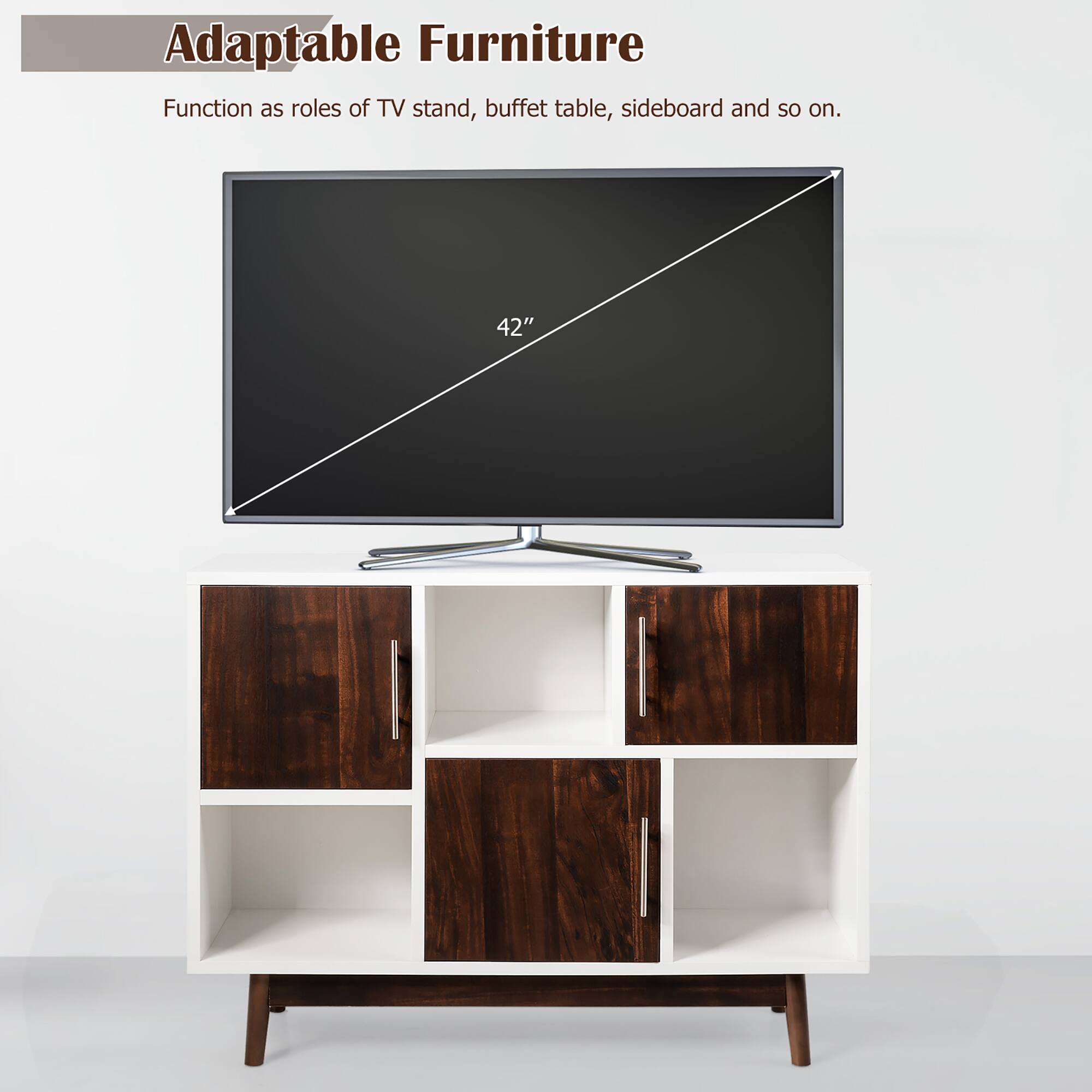 Adaptable Furniture Functions as roles of TV stand, buffet table, sideboard and so on. 42"