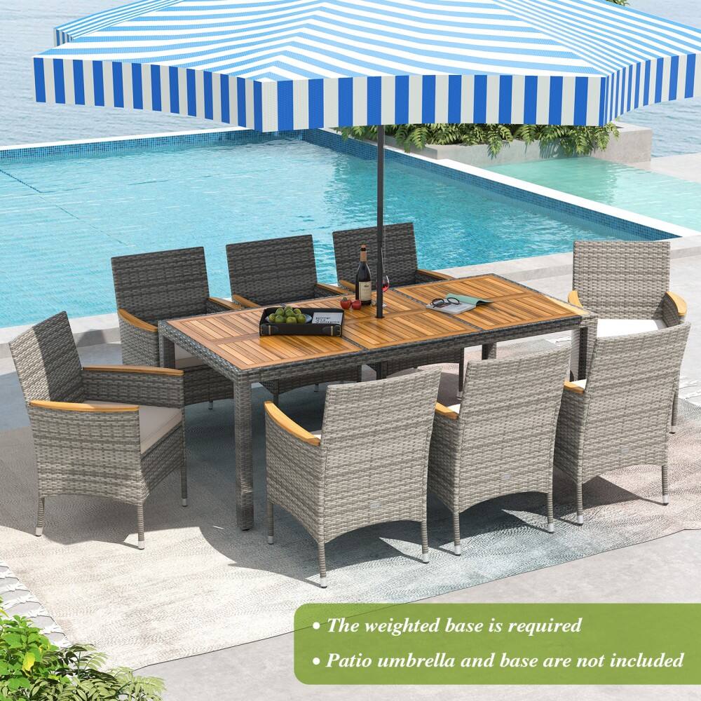- The weighted base is required
- Patio umbrella and base are not included