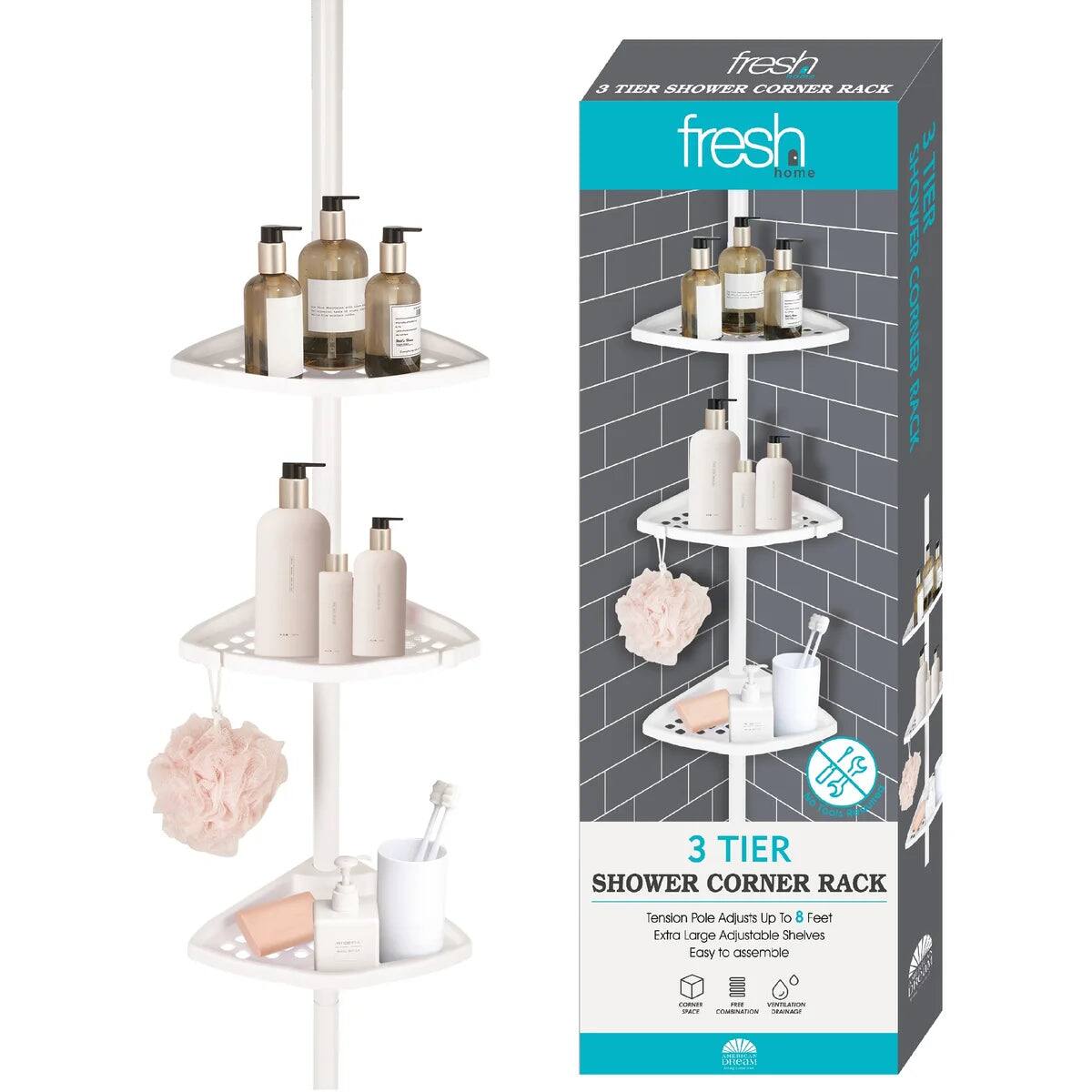J&V TEXTILES Rustproof Shower Caddy Corner for Bathtub Storage White ...