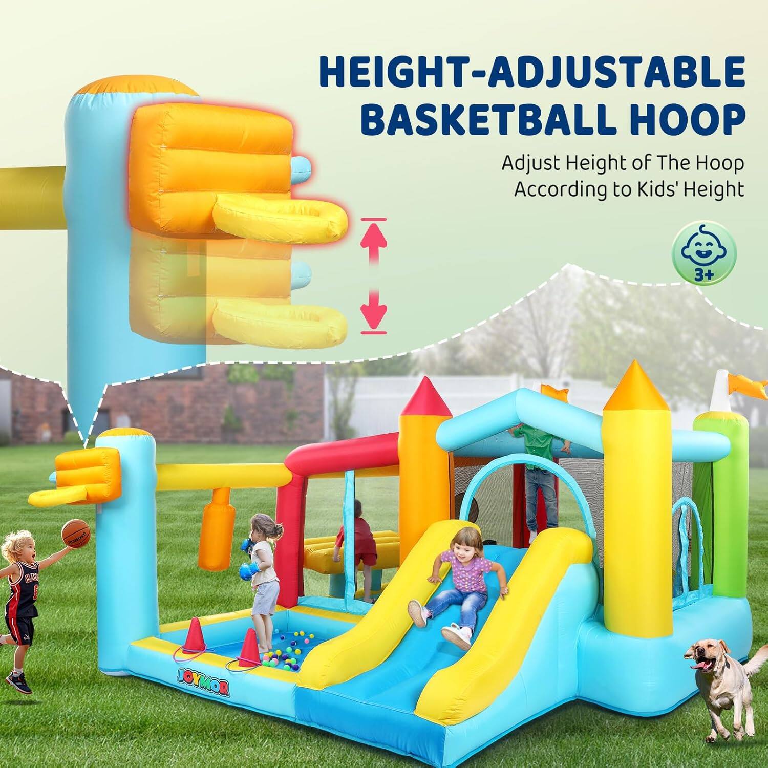 HEIGHT-ADJUSTABLE BASKETBALL HOOP  
Adjust Height of The Hoop According to Kids' Height  
3+  
COYMOR