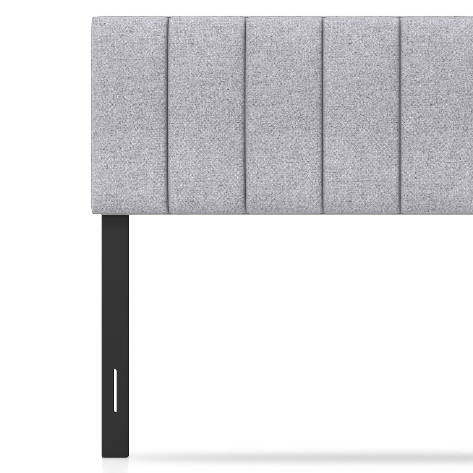 Alt View 4. SlickBlue - Linen Padded Headboard with Solid Wood Legs and Adjustable Mounting - Grey.