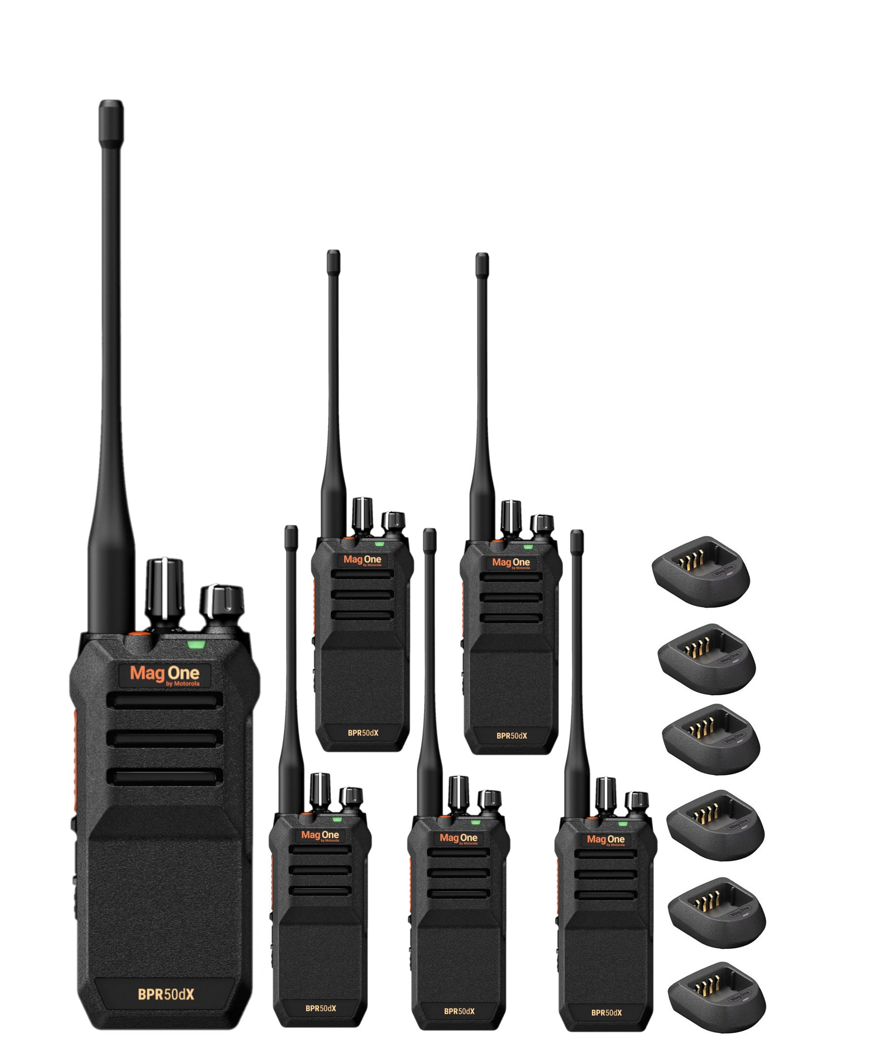 Motorola Solutions - Motorola BPR50dX 64-Channel Two-Way VHF Business Radio (BPR50dX-V) (6-Pack) - Black
