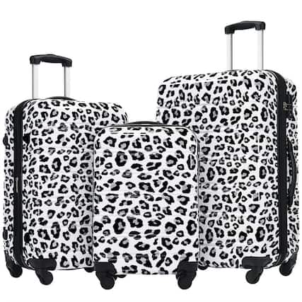 Front. HTUTWOO - Hardshell Luggage Set of 3 - Leopard Print Expandable Suitcase with Spinner Wheels and TSA Lock,Lightweight 20" 24" 28" - Pink.