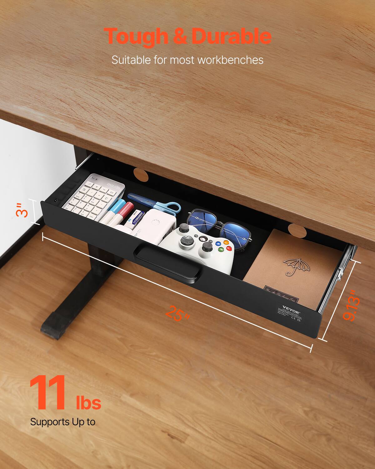 Tough & Durable  
Suitable for most workbenches  

3"  
25"  
9.13"  

11 lbs  
Supports Up to