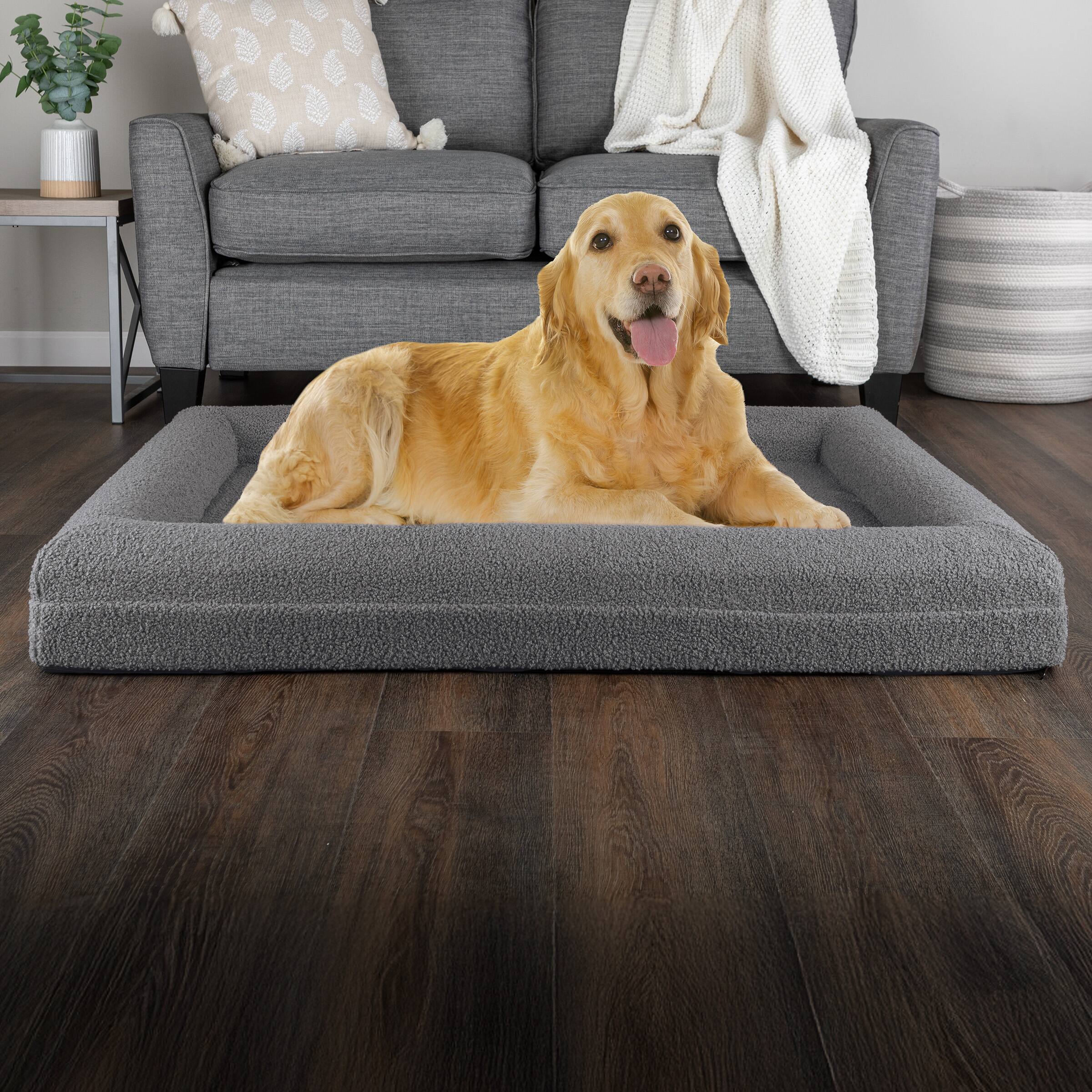 Alt View 6. PetMaker - Orthopedic Dog Bed 45x36 Inch Large Dog Bed with Supportive Bolster, Nonslip Bottom, and Removable Washable Cover - Gray.