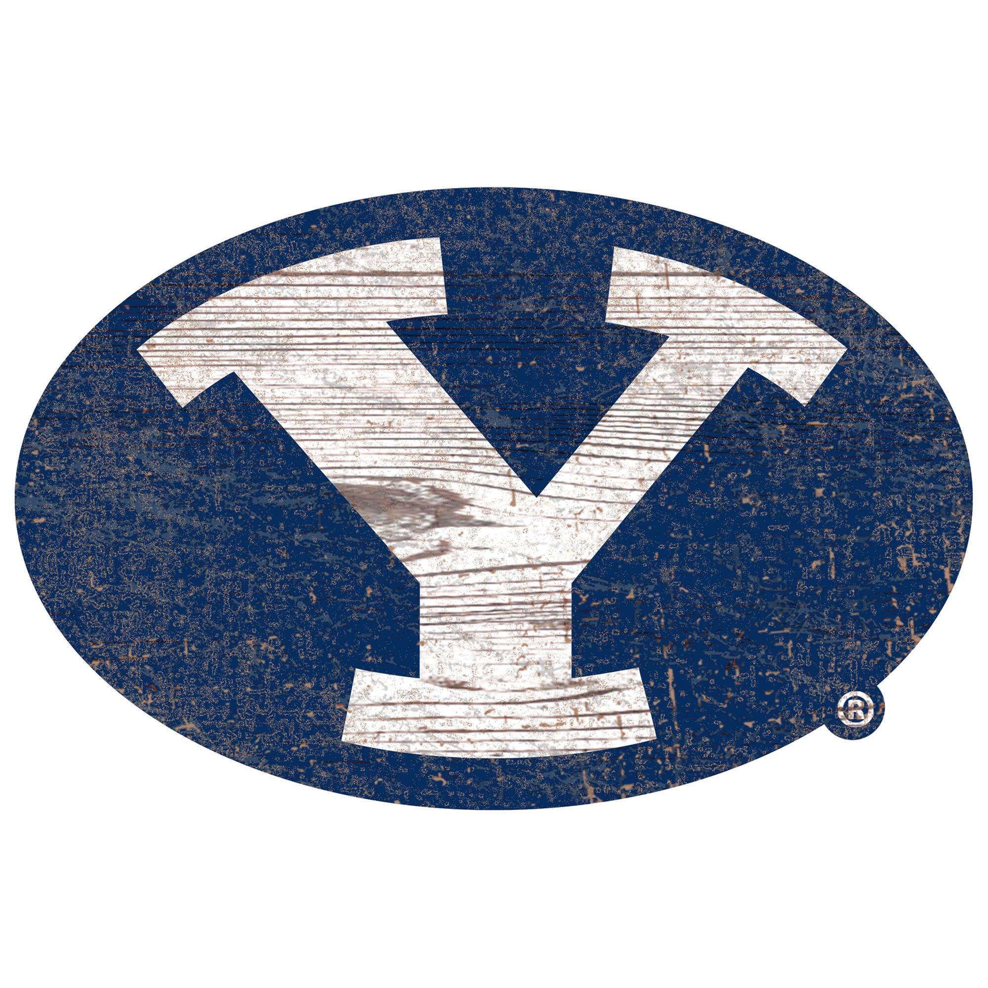 BYU Cougars Distressed Logo Cutout Sign