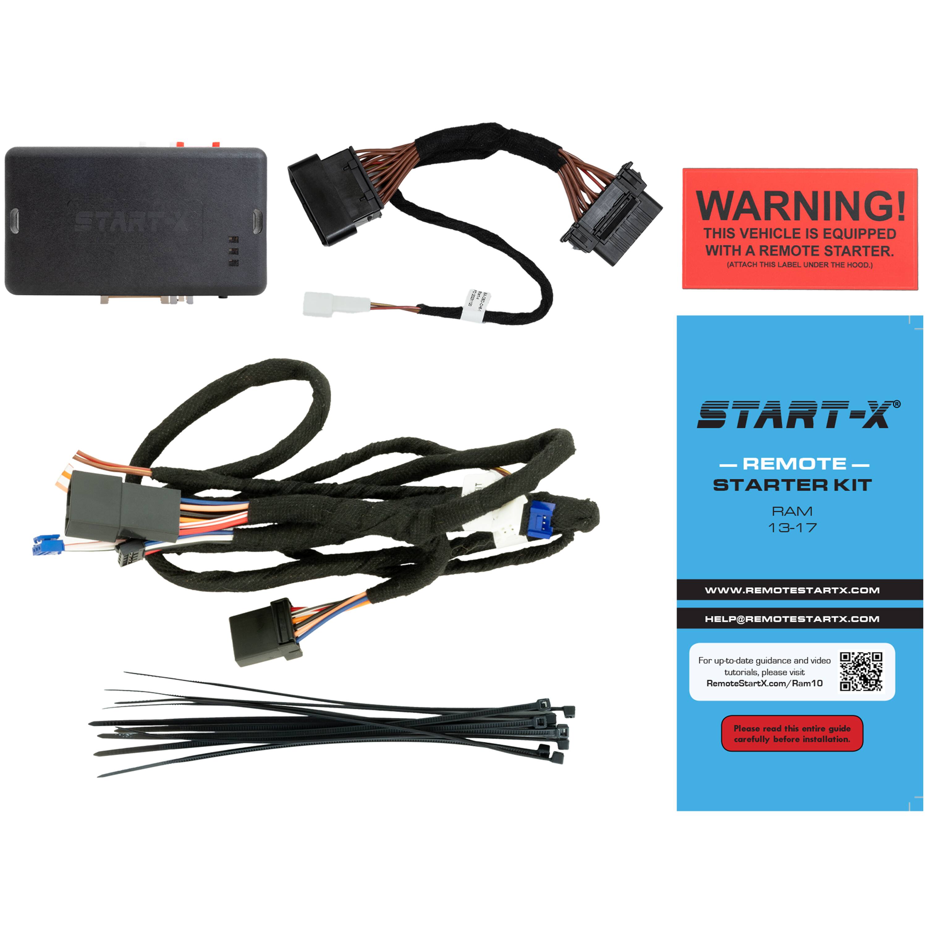 STARTA L WARNING! THIS VEHICLE IS EQUIPPED WITH A REMOTE STARTER. ATIACN THU ABEL LNLEE THE HO0DJ START-X - REMOTE - STARTER KIT MAR 1 13-17 WWW.REMOTESTARTX.COM HELPEREMOTESTARTX.COM For upto-date qguidance and vidoo tutorials, peace Sa RemoteltartX.com/Ram10 Please read his entire guide carefully befere installation.
