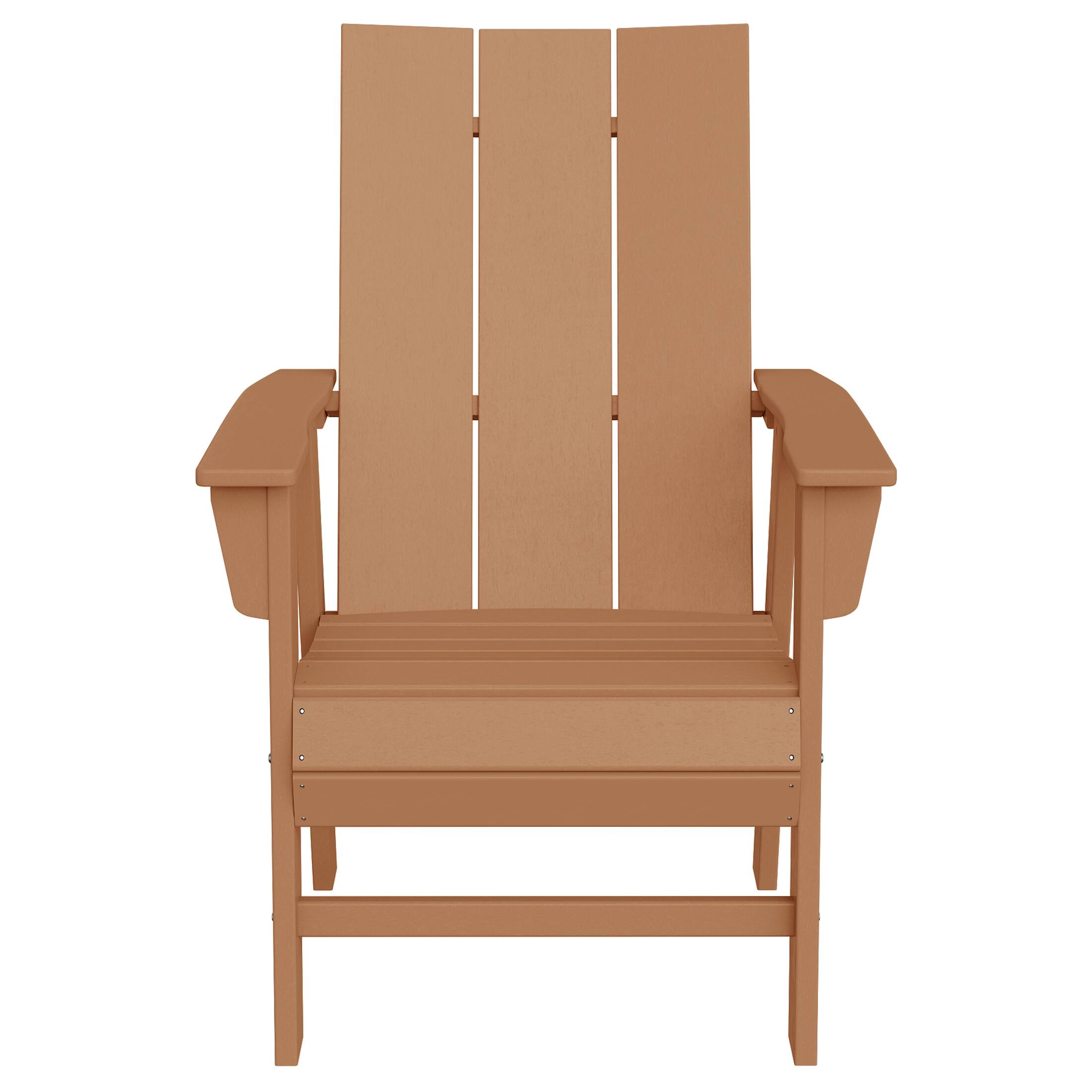 Front. WestinTrends - WestinTrends Ashore Outdoor Patio HDPE Plastic Modern Adirondack Dining Chair - Teak.
