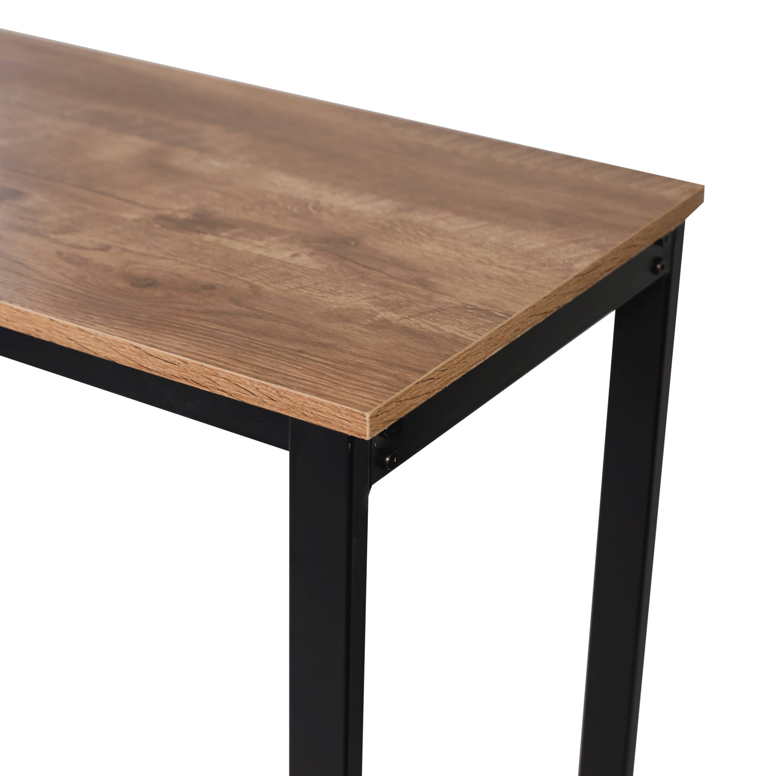 Alt View 9. Emma + Oliver - Modern Freestanding Metal Bar Table with Bottle and Stemware Storage - Light Brown Top/Black Frame.