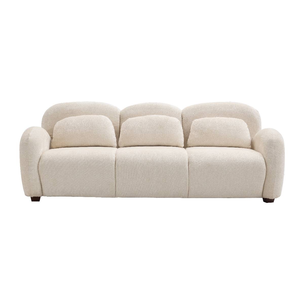 Back. Ropilly - Ropilly 78 Inch Boucle Sofa, 3 Seater Upholstered Sofa with 3 Pillows, Beige Apartment Size Sofa - Beige.