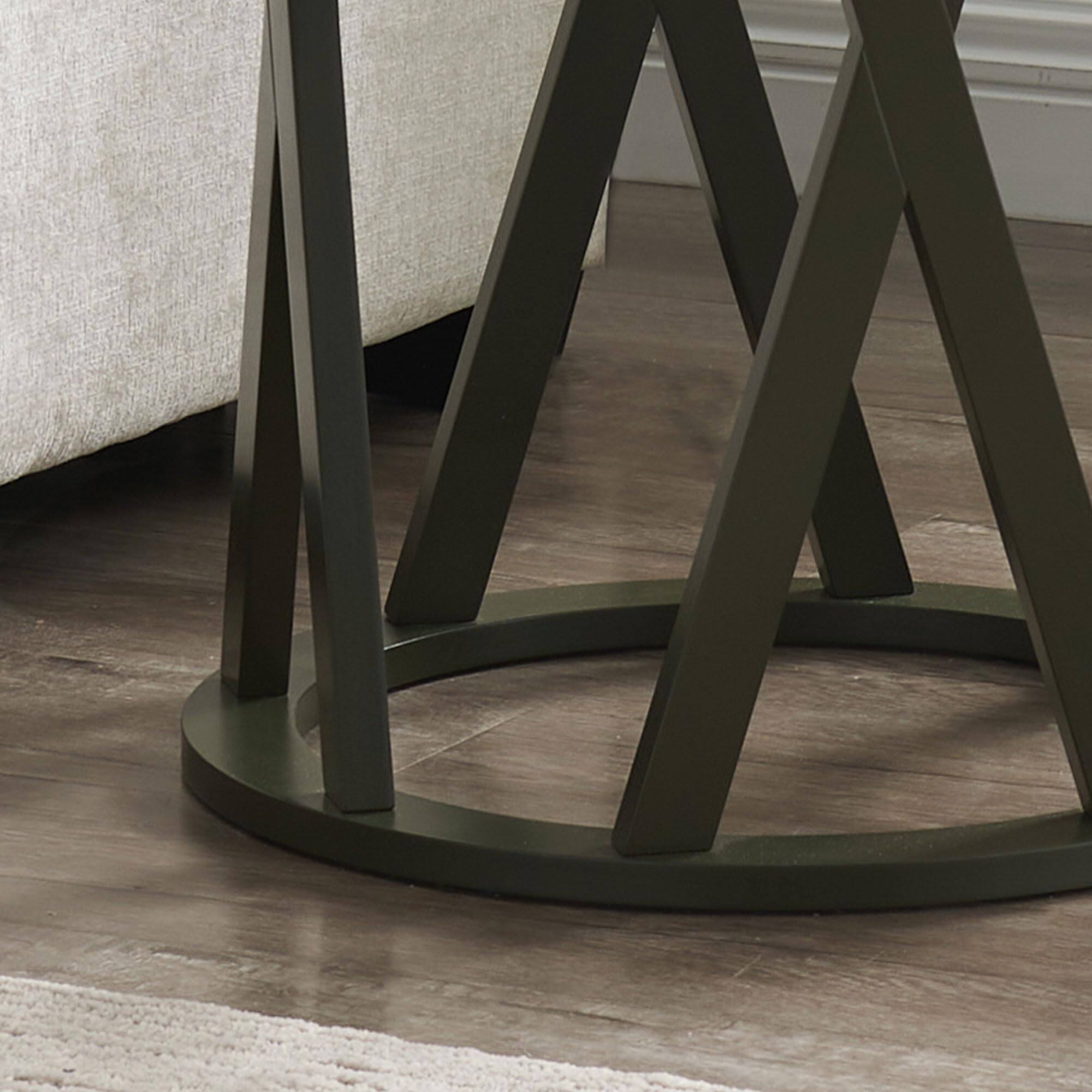 Alt View 2. Kings Brand Furniture - Kings Brand Furniture Vienna Side End Table - Modern Round Farmhouse Accent Table - Open Orange.