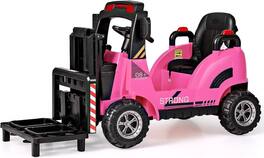 Costway - Ride on Forklift 12V Kids Electric Vehicle Construction Truck with Remote Control 2 Speeds Music USB MP3 Lights - Pink