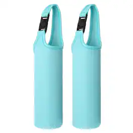 Unique Bargains - Neoprene Water Bottle Sleeves, Bottle Carrier Insulator with Handle, 3 in - For Hiking Cycling Camping Travel (2pcs) - Light Blue