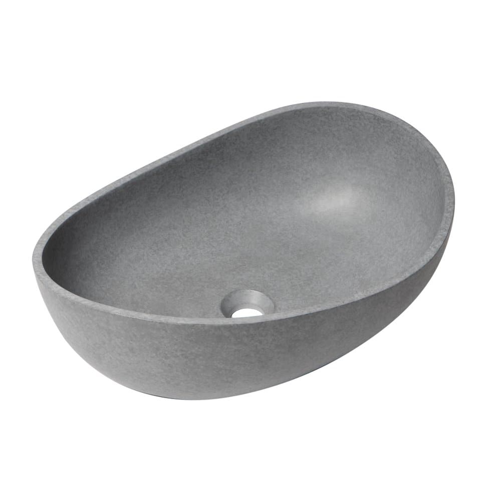 Alfi - 23" Solid Concrete Wavy Oval Above Mount Vessel Sink - Gray