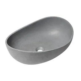 Alfi - 23" Solid Concrete Wavy Oval Above Mount Vessel Sink - Gray