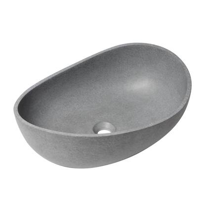Front. Alfi - 23" Solid Concrete Wavy Oval Above Mount Vessel Sink - Gray.