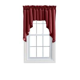 Ellis Curtain - Ellis Stacey 3" Rod Pocket High Quality Fabric Solid Color Window Lined Swag Set 126"x36" - Merlot