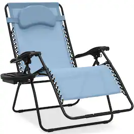 Best Choice Products - Oversized Zero Gravity Chair, Folding Outdoor Patio Recliner w/ Cup Holder - Dusty Blue