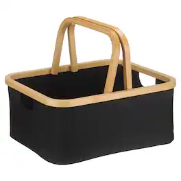 Unique Bargains - 15.9 x 13 x 12.2" Storage Baskets for Shelves, Foldable Fabric Closet Bins with Handles for Comforter, Blanket, Pillows - Black