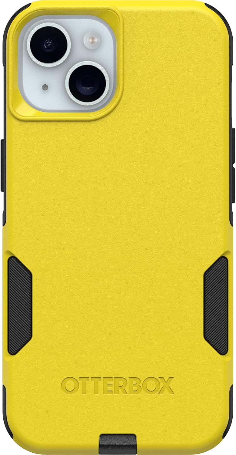 Left. OtterBox - OtterBox - Commuter Series Hard Shell Case for Apple iPhone 17e, Apple, iPhone 16e, iPhone 15, iPhone 14, & iPhone 13 - Night Reverse (Yellow & Black).