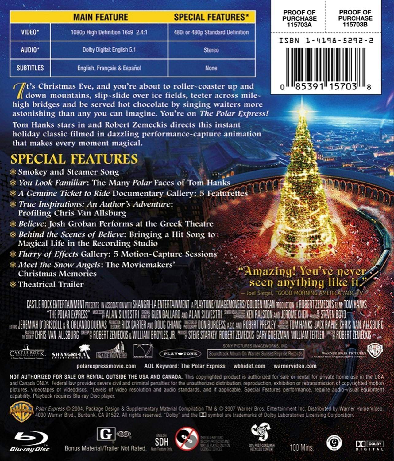 Back. The Polar Express [Blu-ray].