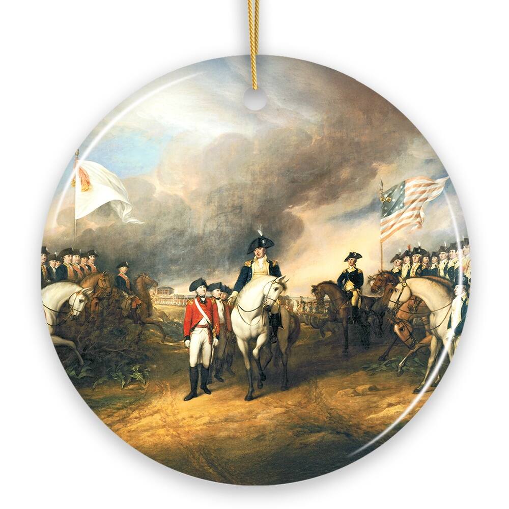 Front. OrnamentallyYou - Surrender of Lord Cornwallis Christmas Ornament, John Trumbull Vintage Painting American History - Multi-colored.