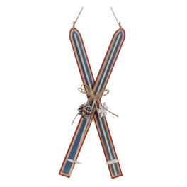 BreeBe - Wood Ski Ornament (Set of 2) - White, Blue