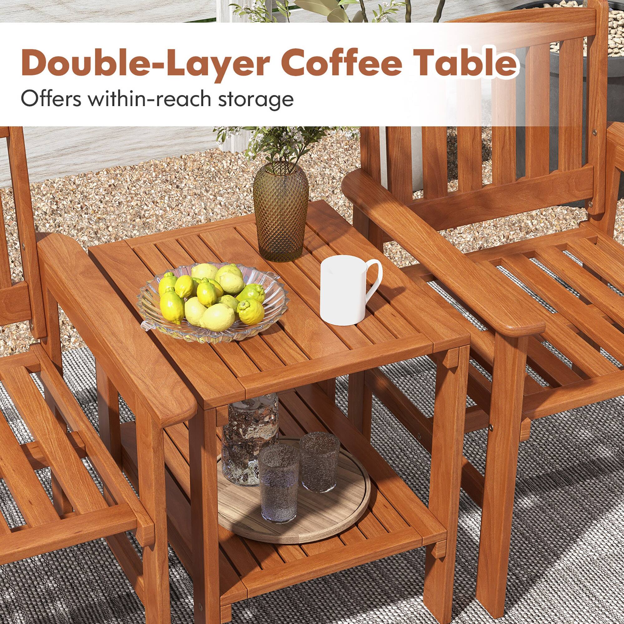 Double-Layer Coffee Table  
Offers within-reach storage