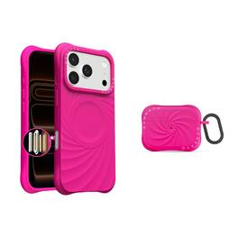 Ornarto - Vortuxe for iPhone 17 Pro Case 6.3" and for AirPods Pro 3 Case - Hot Pink