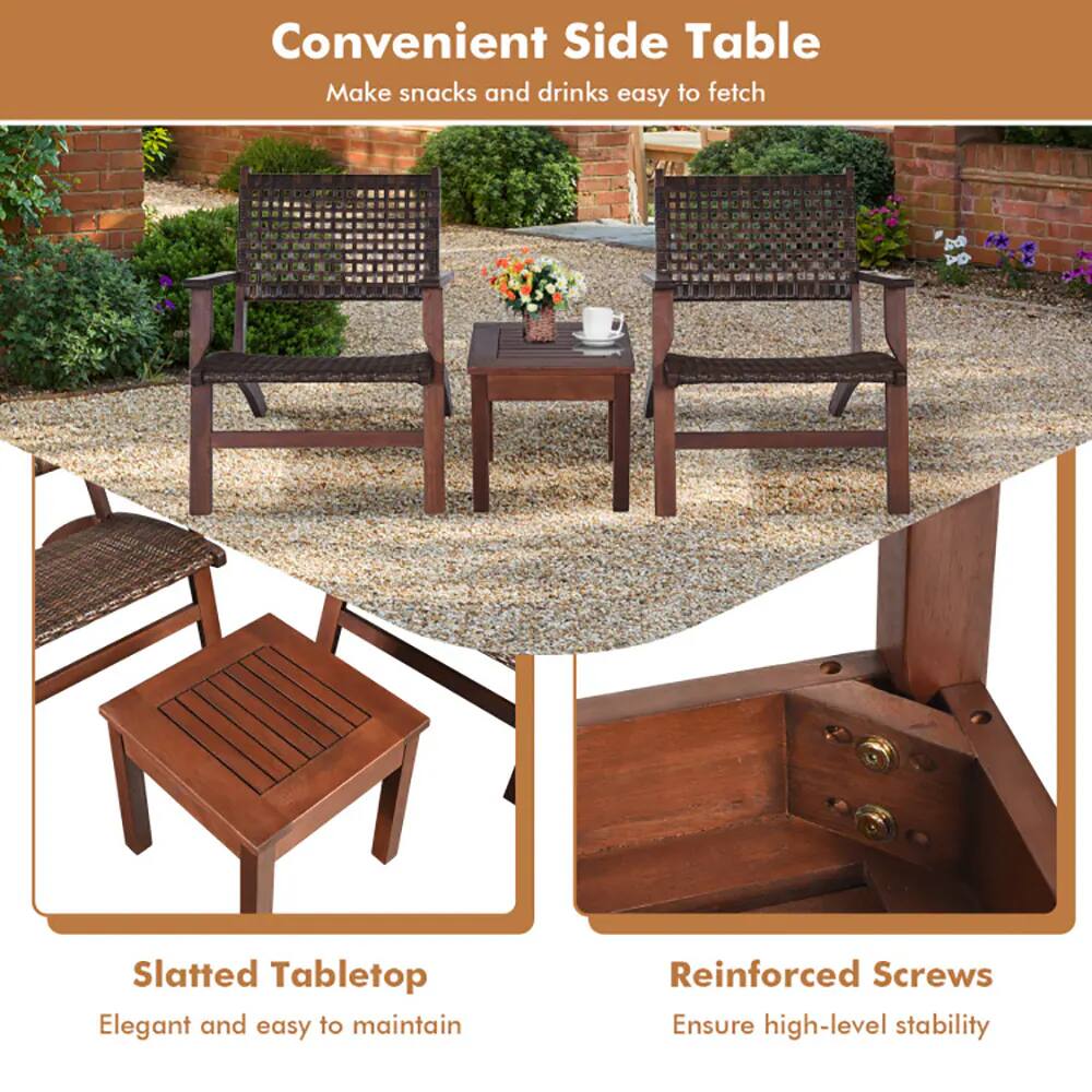 Convenient Side Table  
Make snacks and drinks easy to fetch  

Slatted Tabletop  
Elegant and easy to maintain  

Reinforced Screws  
Ensure high-level stability
