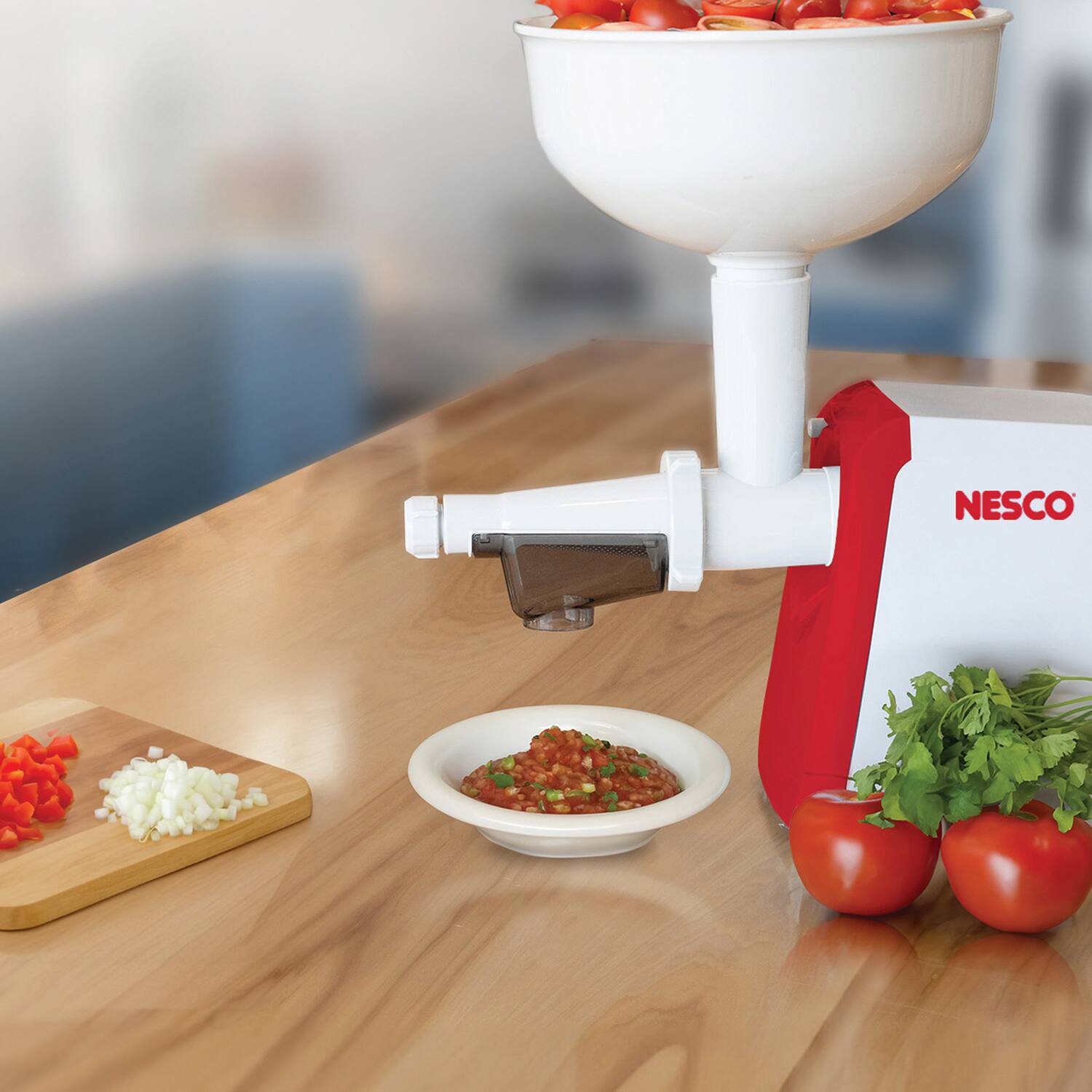 Angle. Nesco - 300-Watt Electric Food Strainer - Red.