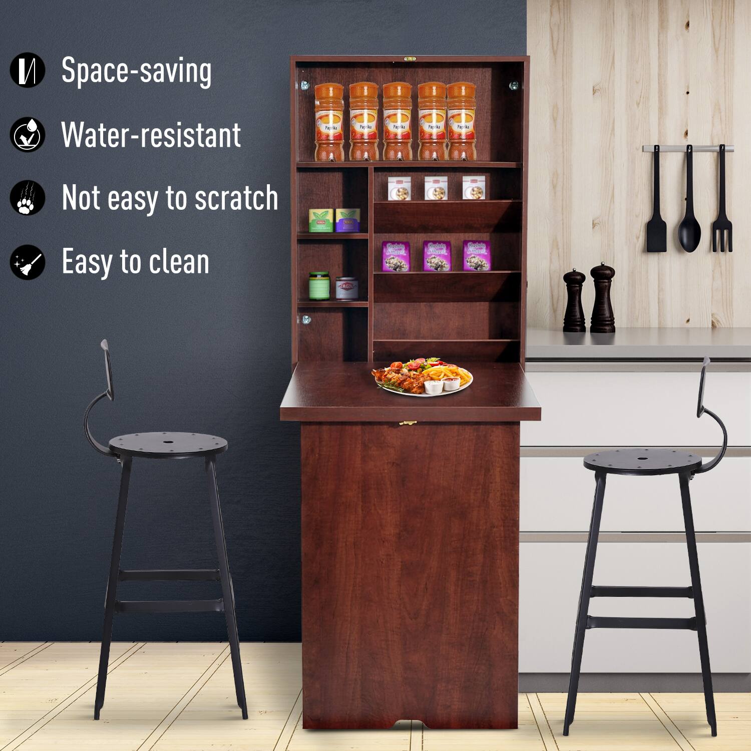 Space-saving, Water-resistant, Not easy to scratch, Easy to clean