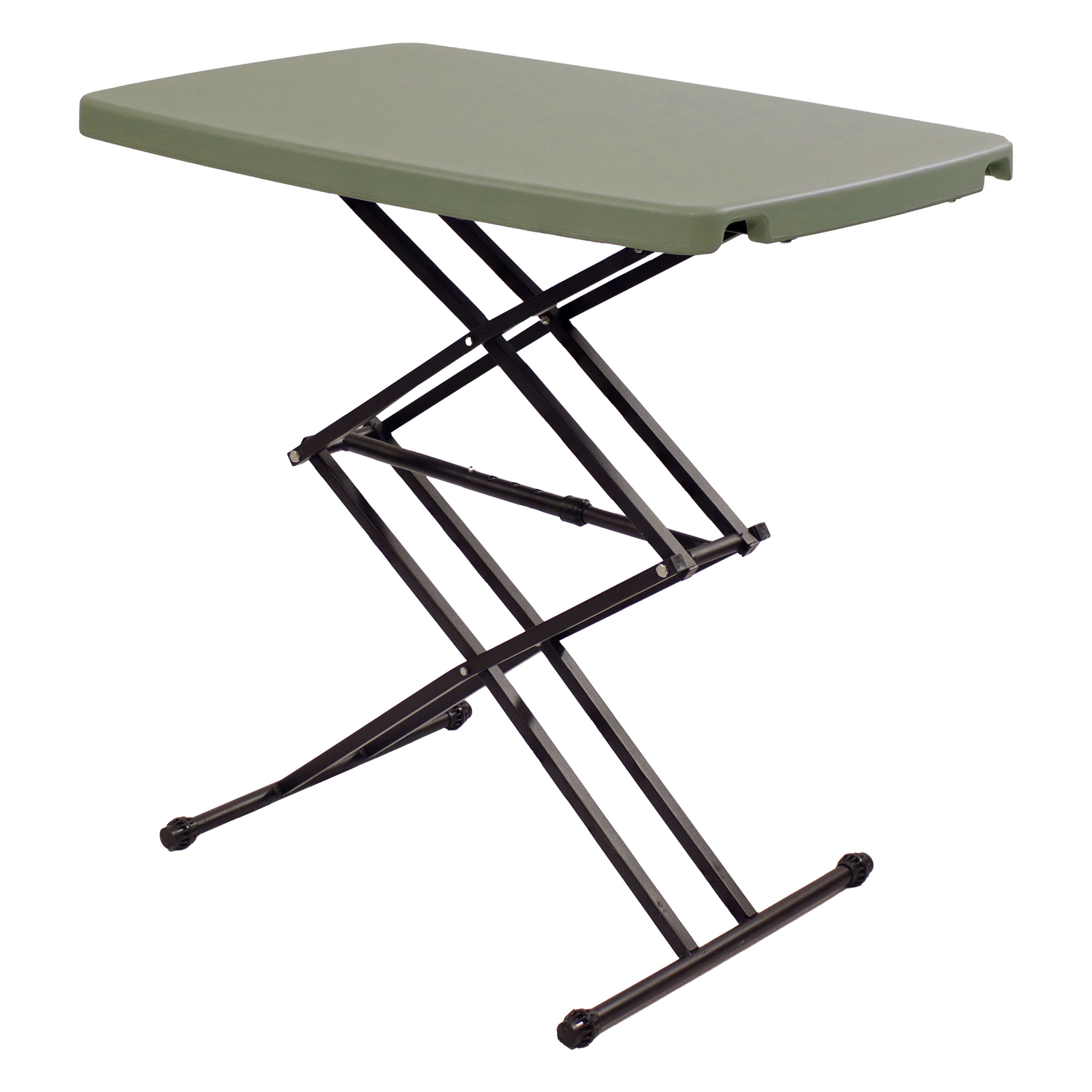 Sunnydaze - Rectangular Plastic Top Adjustable Leg Patio Table - Gray