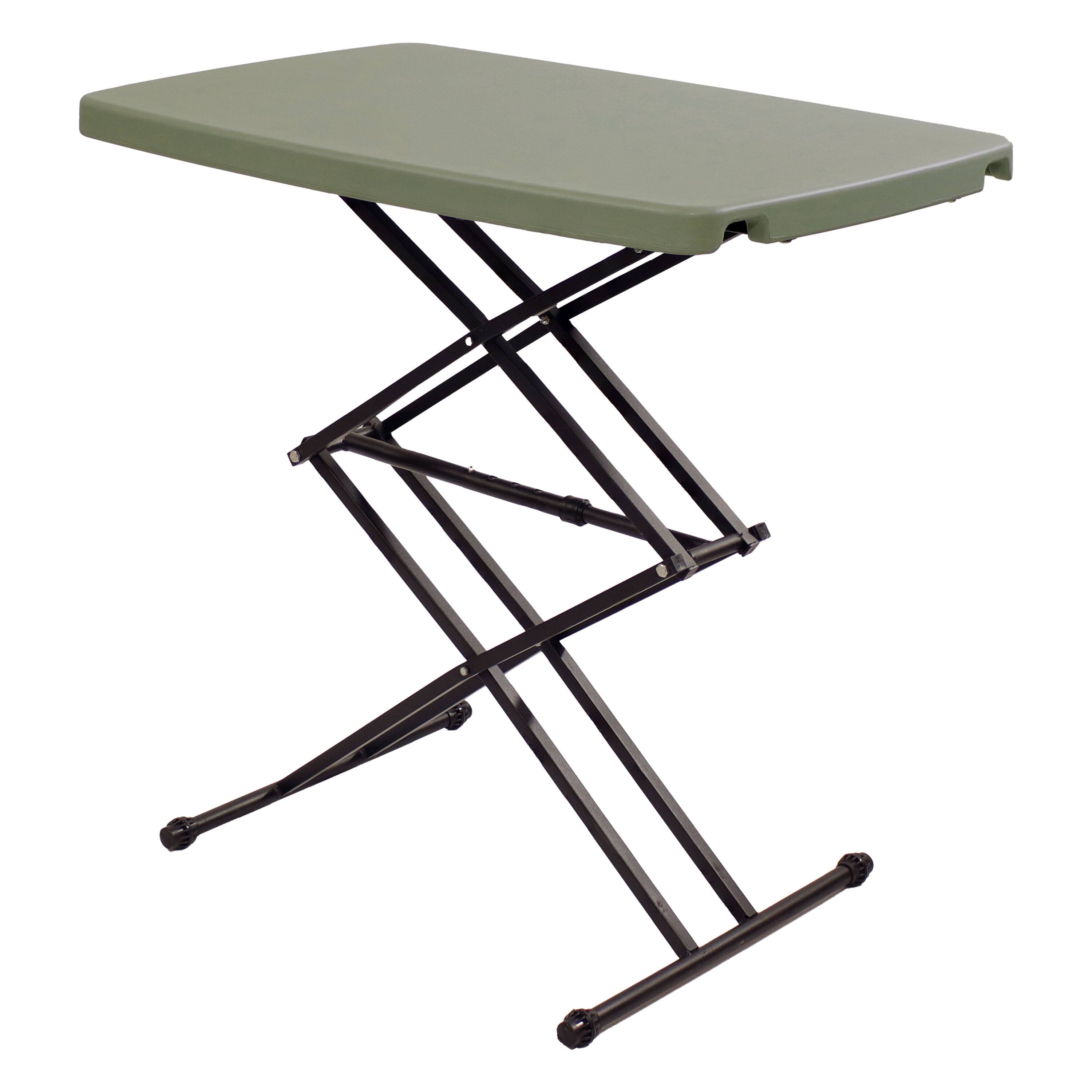 Front. Sunnydaze - Rectangular Plastic Top Adjustable Leg Patio Table - Gray.