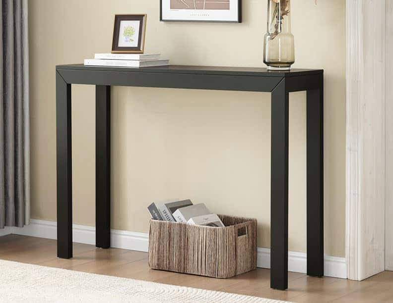 Kings Brand Furniture - Russel Long Console Table - Minimalist and Slim Entryway Table for Decorative Displays, Sofa Table - Caviar