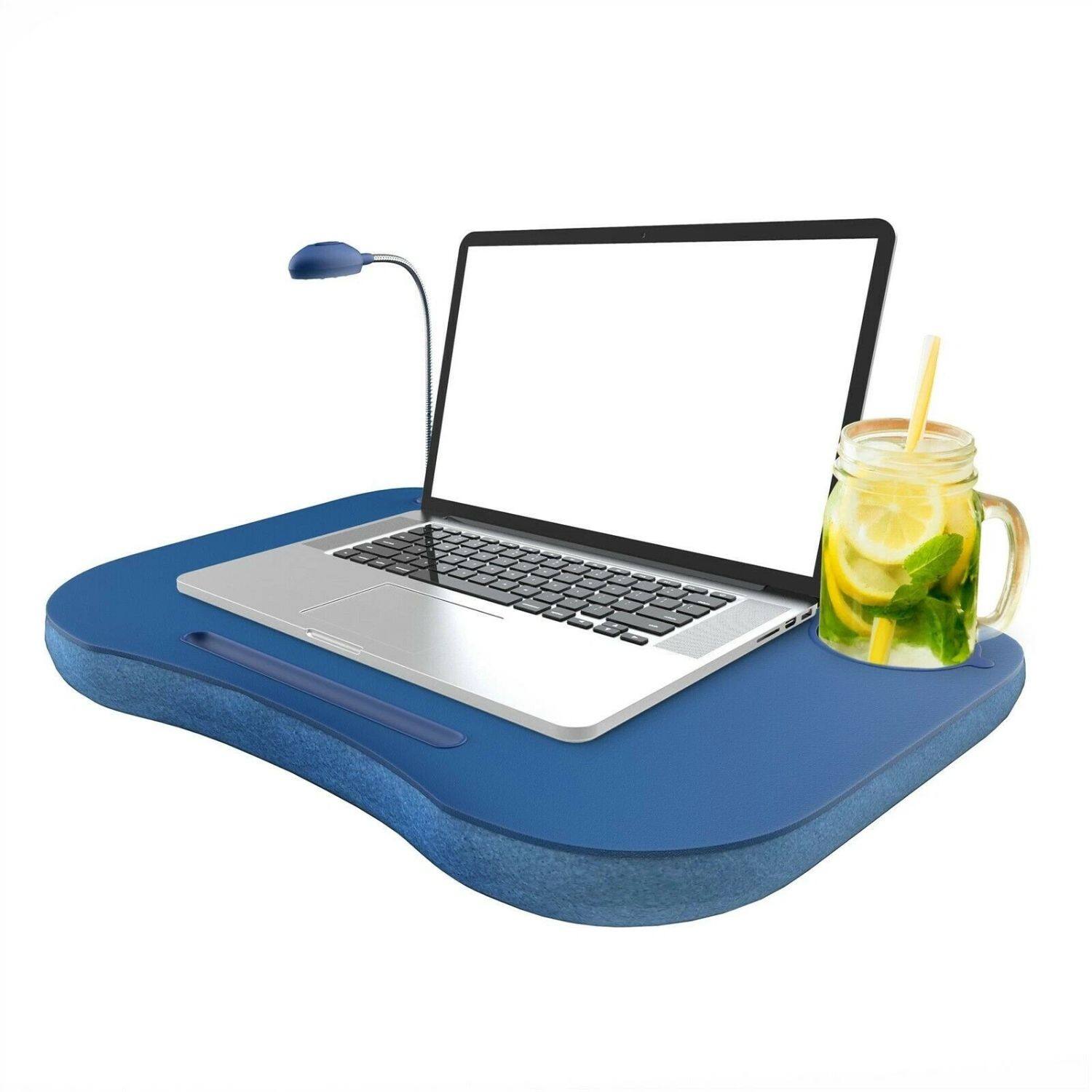 Angle. Home Collection - Portable Laptop Desk w/ LED Light & Handle – 19x15 Lap Desk with Cushioned Bottom.