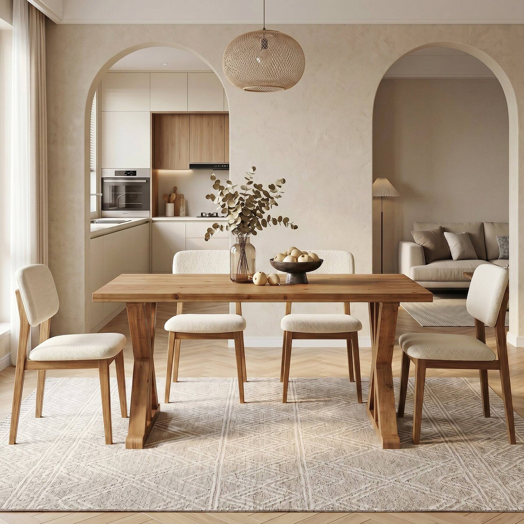 Alt View 2. Tribesigns - Farmhouse Dining Table with Solid Wood Construction and Rectangular Top for Dining Room and Kitchen - Brown.