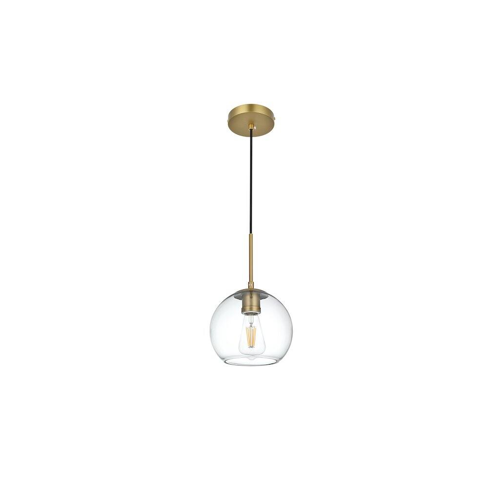 Angle. Living District - Baxter 8 Inch Pendant Clear Shade in Satin Gold - Satin Gold And Clear.