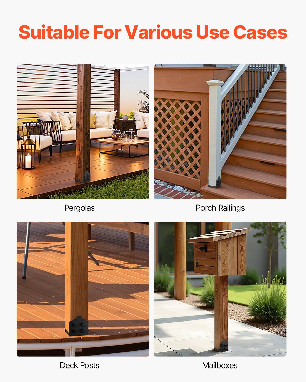 Suitable For Various Use Cases

- Pergolas
- Porch Railings
- Deck Posts
- Mailboxes