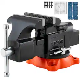 VEVOR - Bench Vise, 5" Jaw Width, 5" Max Jaw Opening Multipurpose Vise with 360° Swivel Locking Base, 2.8" Throat Depth - Black