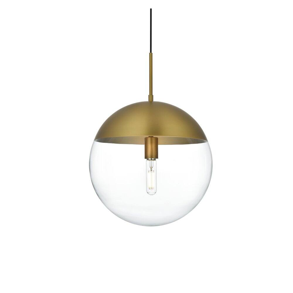 Back. Living District - Eclipse 14 Inch Pendant Clear Shade in Chrome - Satin Gold And Clear.