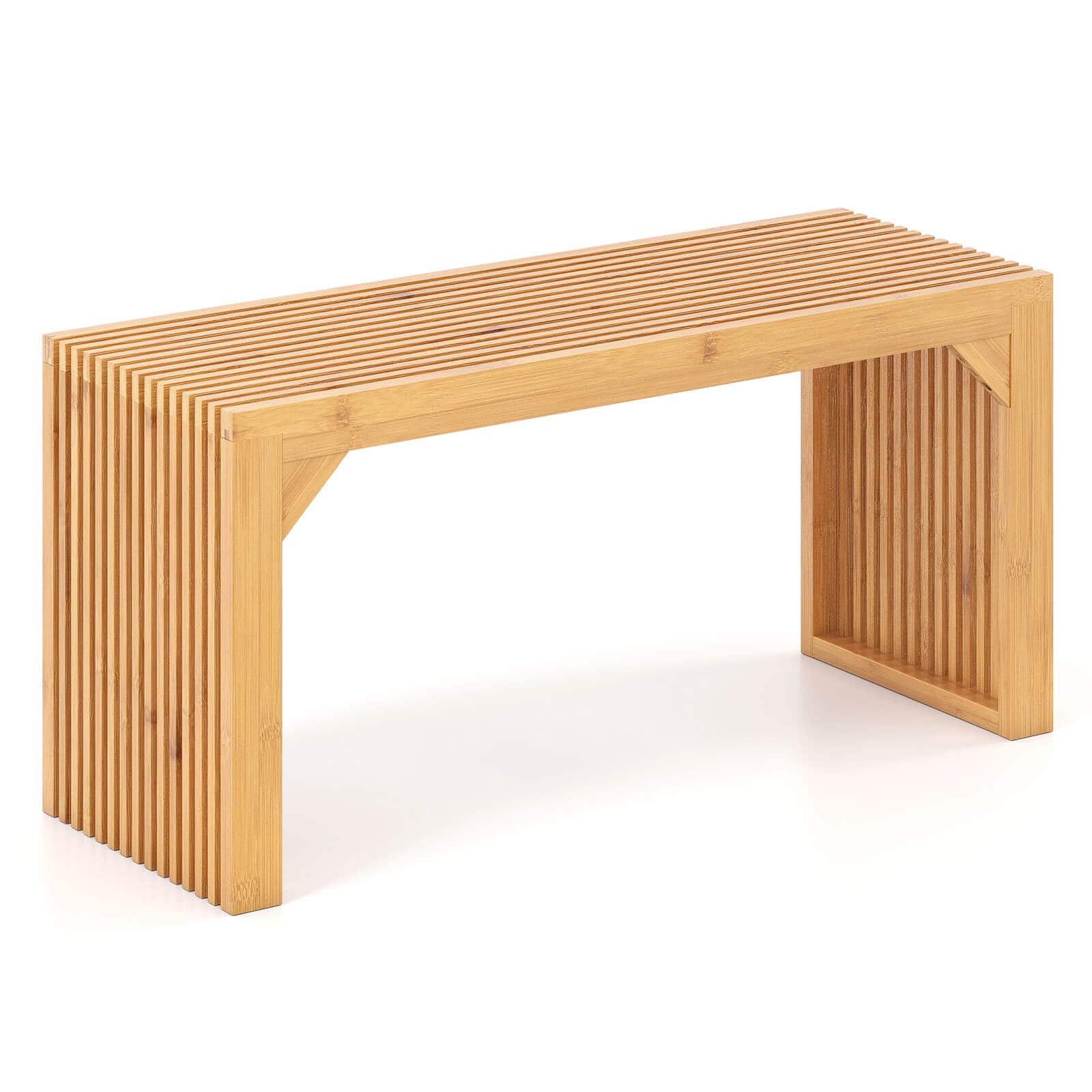 Front. Costway - Costway 1 PCS Bamboo Dining Bench 36" Long Entryway Bench Indoor Outdoor Solid Wood Bench - Natural.