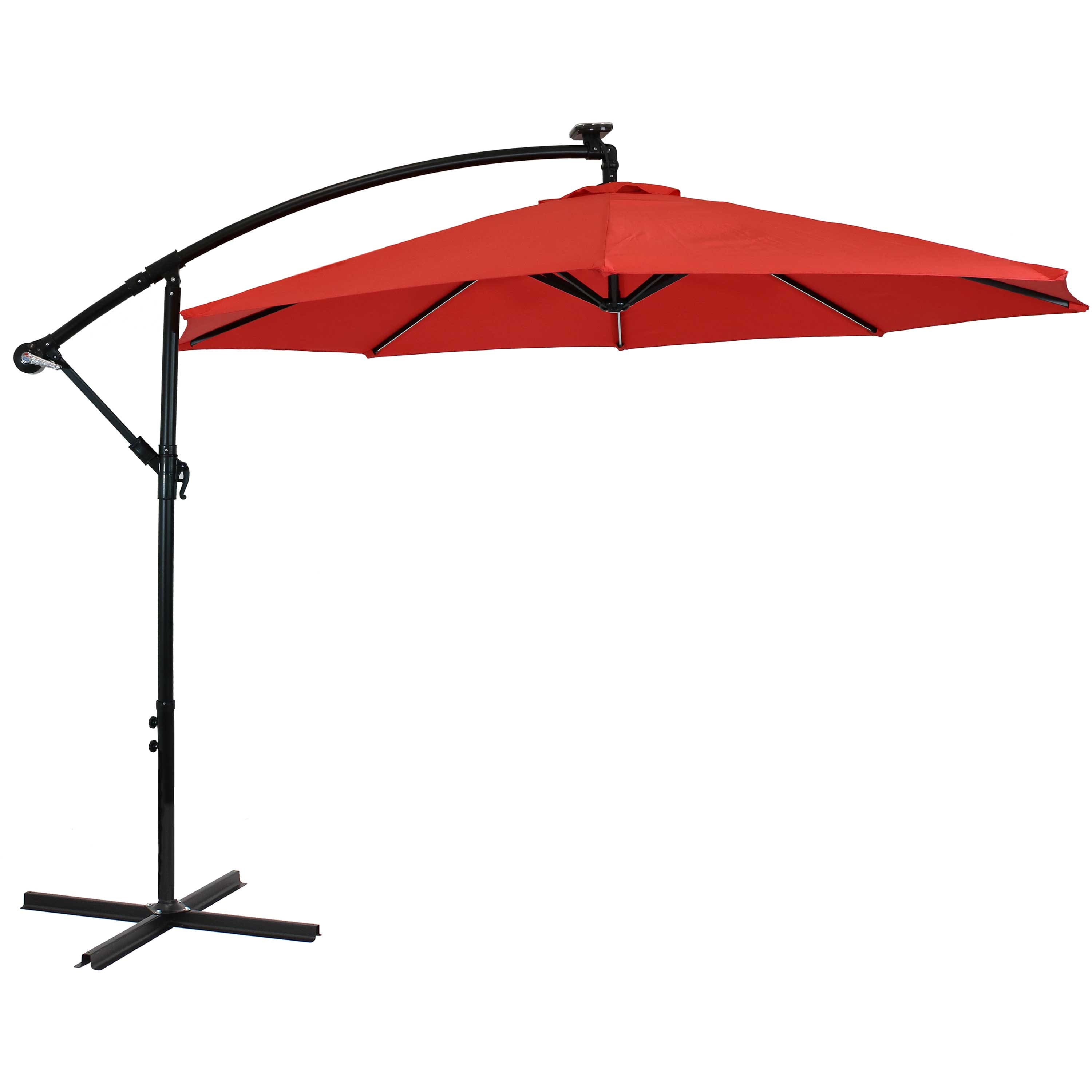 Sunnydaze - 9.5 ft Solar Cantilever Offset Patio Umbrella - Cherry