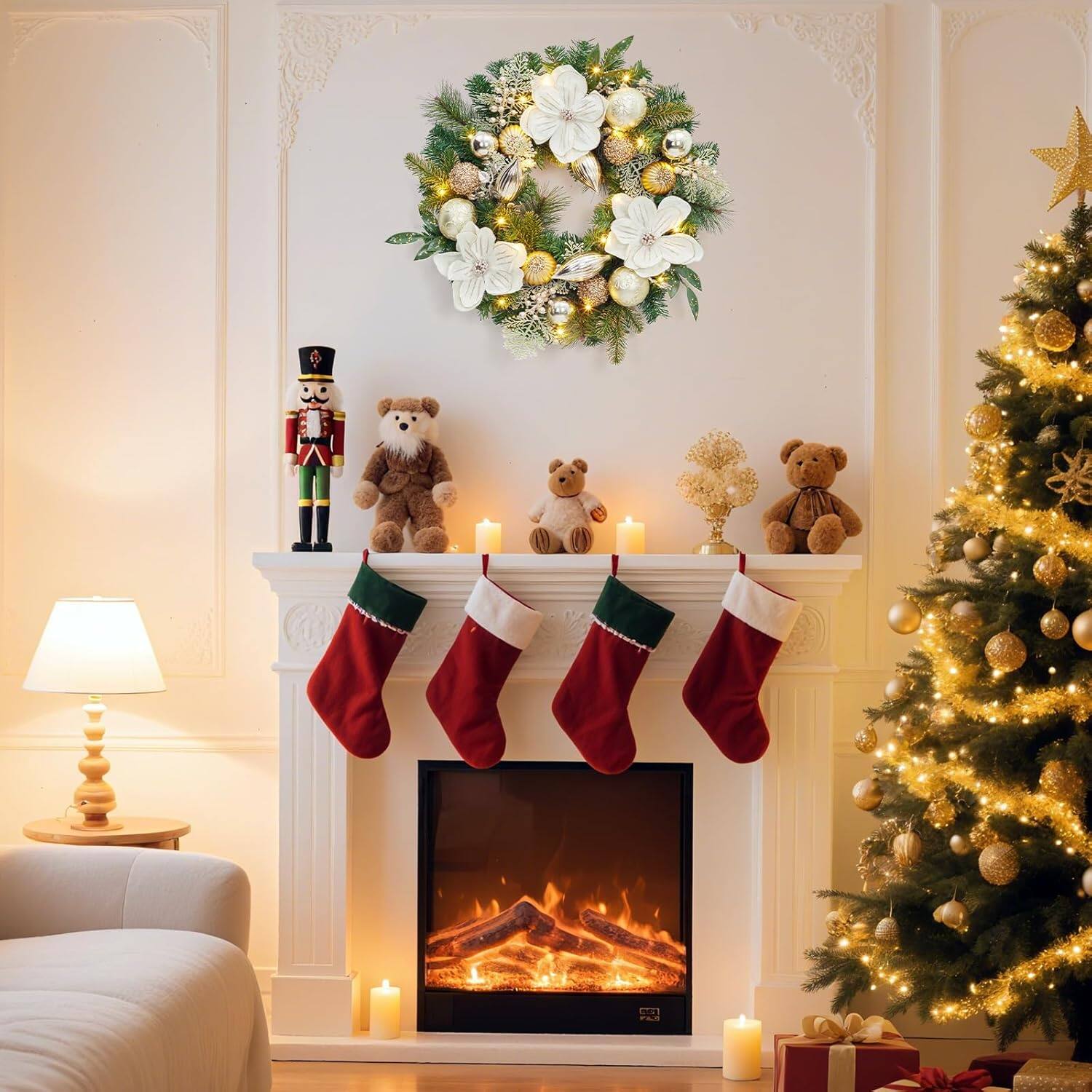 Alt View 1. Jojoka - 24 Inch Christmas Wreaths for Grand Entryway and Entrance Displays - Green.